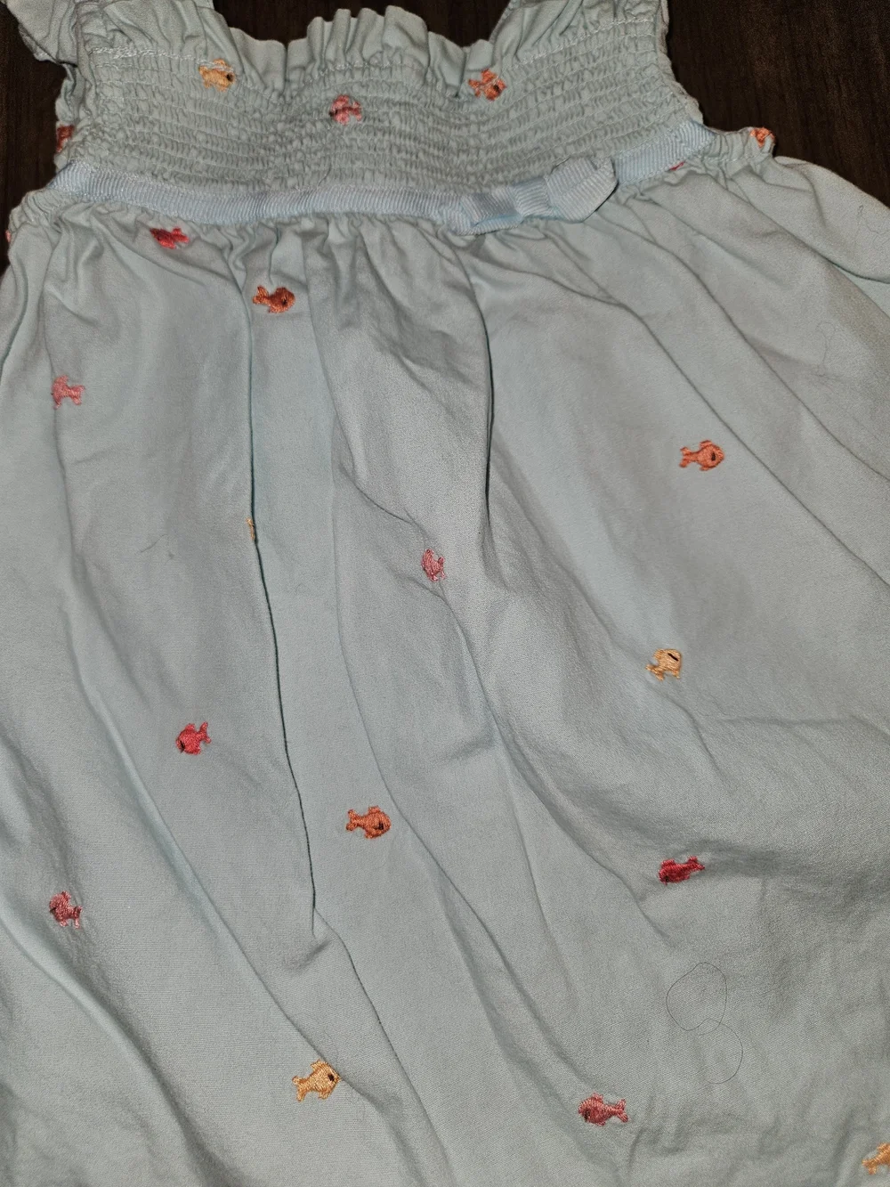 Gymboree Pale Blue Smocked Sundress with Multicolor Fish Embroidery